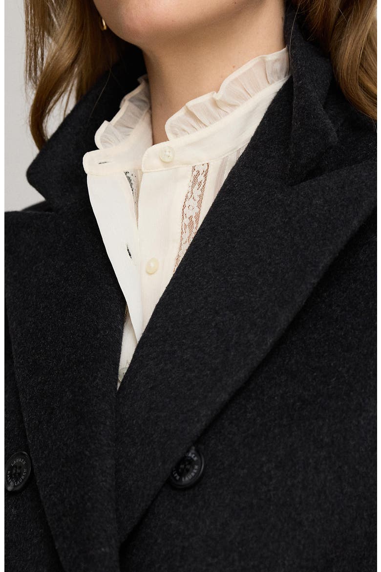 Double Breasted Longline Wool Blend Coat, Alternate, color, CHARCOAL HEATHER