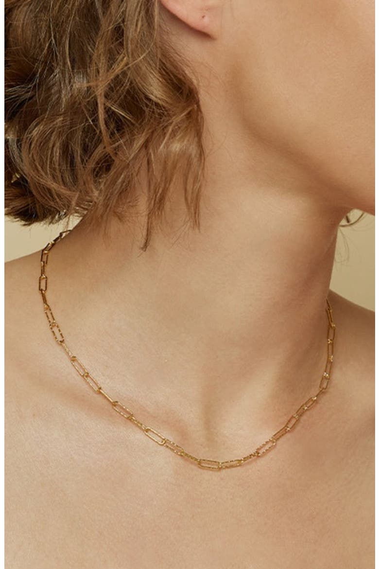18k Gold Plated Sterling Silver Sinai Textured Chain Necklace Gift Idea, Alternate, color, Gold