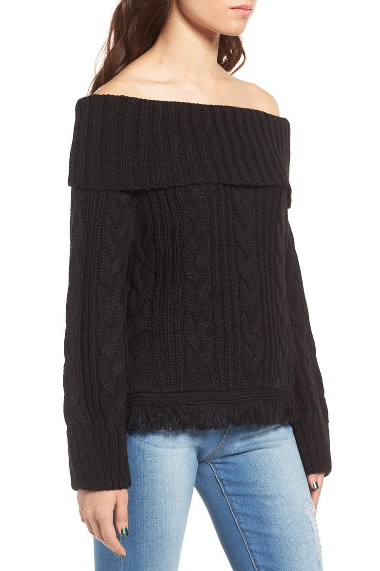 Off the Shoulder Sweater, Alternate, color, BLACK