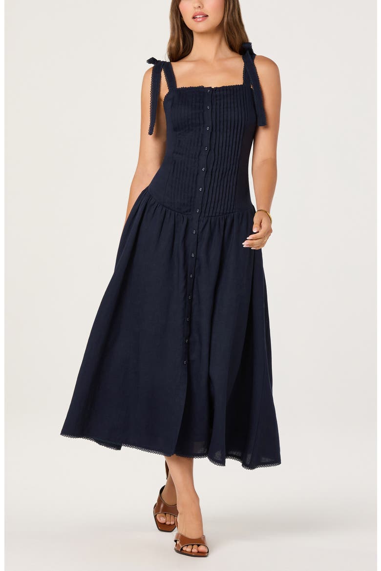 Marie Midi Dress, Alternate, color, NAVY