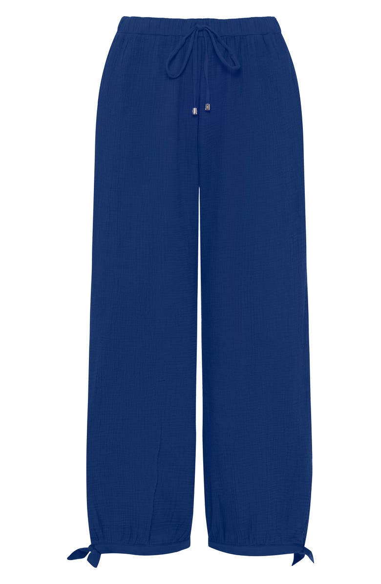 Lauren Ralph Lauren Sleeveless Cotton Top & Wide Leg Pants Cover-Up Set, Alternate, color, Blue Saturn