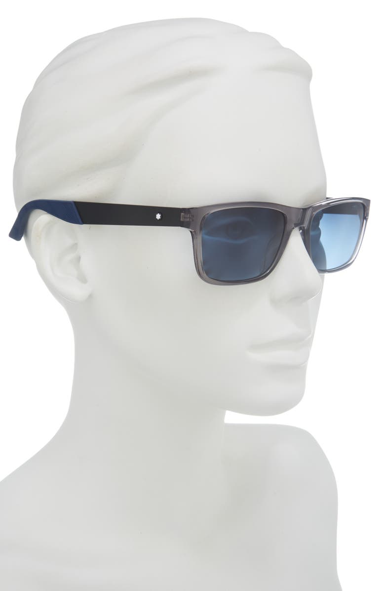 Montblanc 56mm Square Sunglasses, Alternate, color, Grey Black Blue