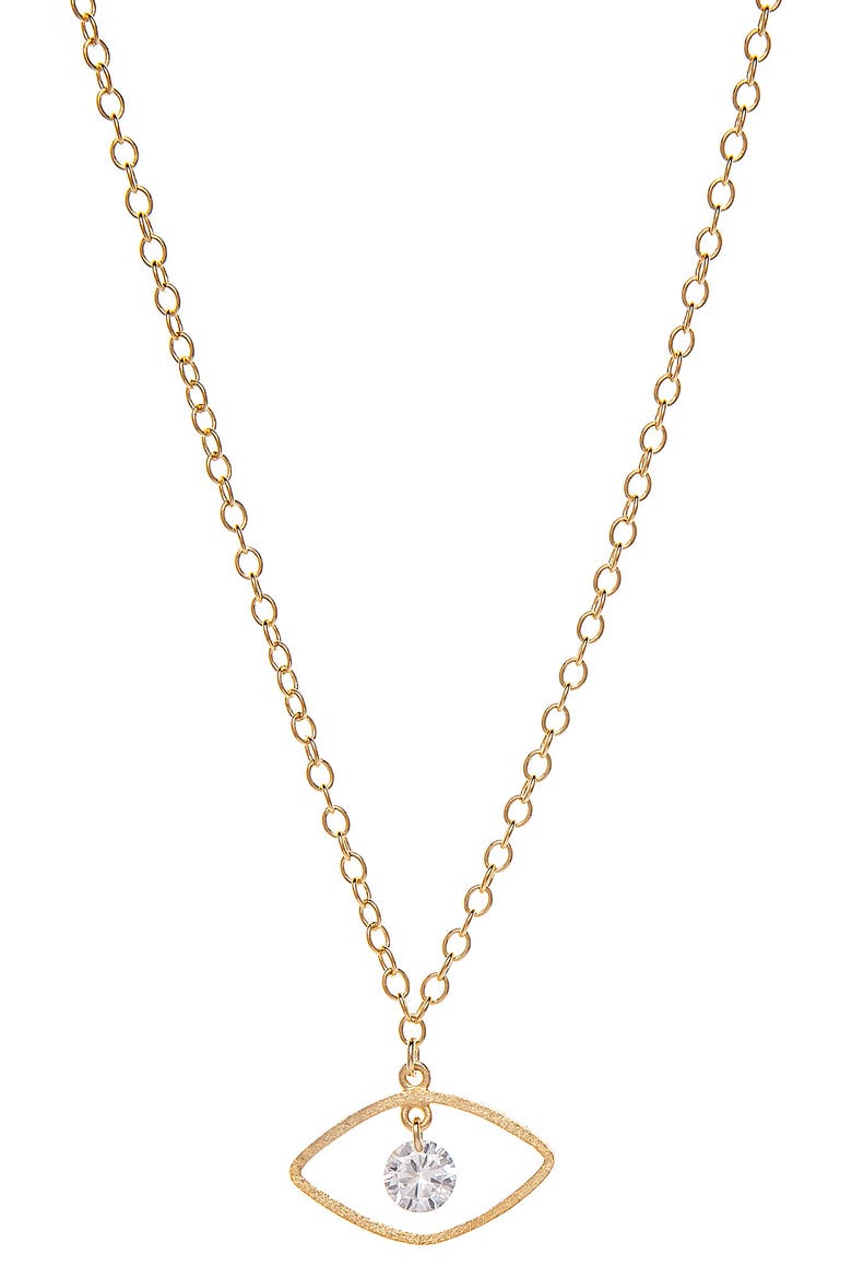 Evil Eye CZ Charm Necklace, Main, color, 18K GOLD CLAD