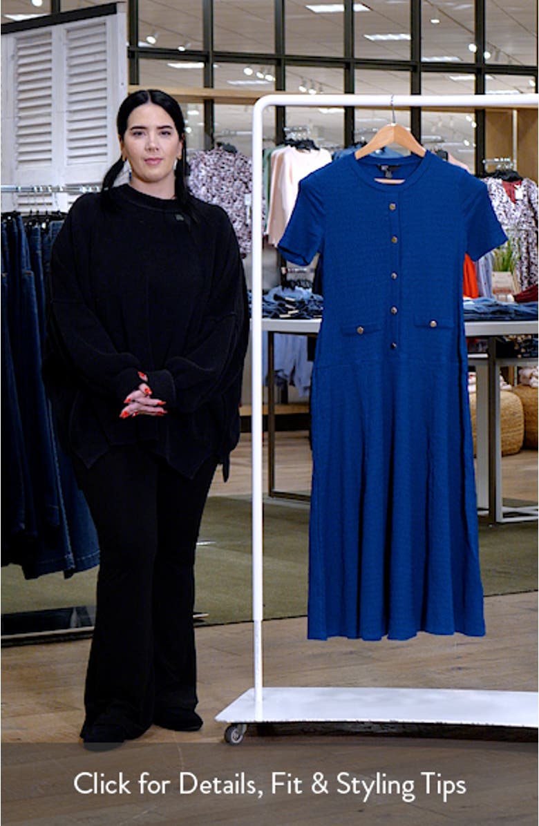 Decorative Button Drop Waist Midi Dress, sales video thumbnail