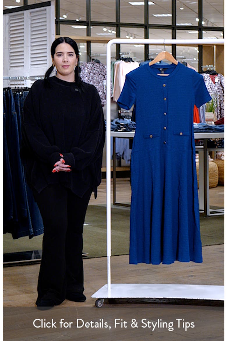 Decorative Button Drop Waist Midi Dress video