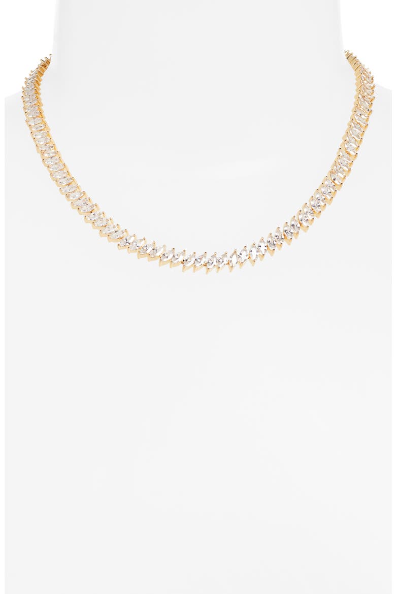 Marquise Cubic Zirconia Eternity Necklace, Alternate, color, CLEAR- GOLD