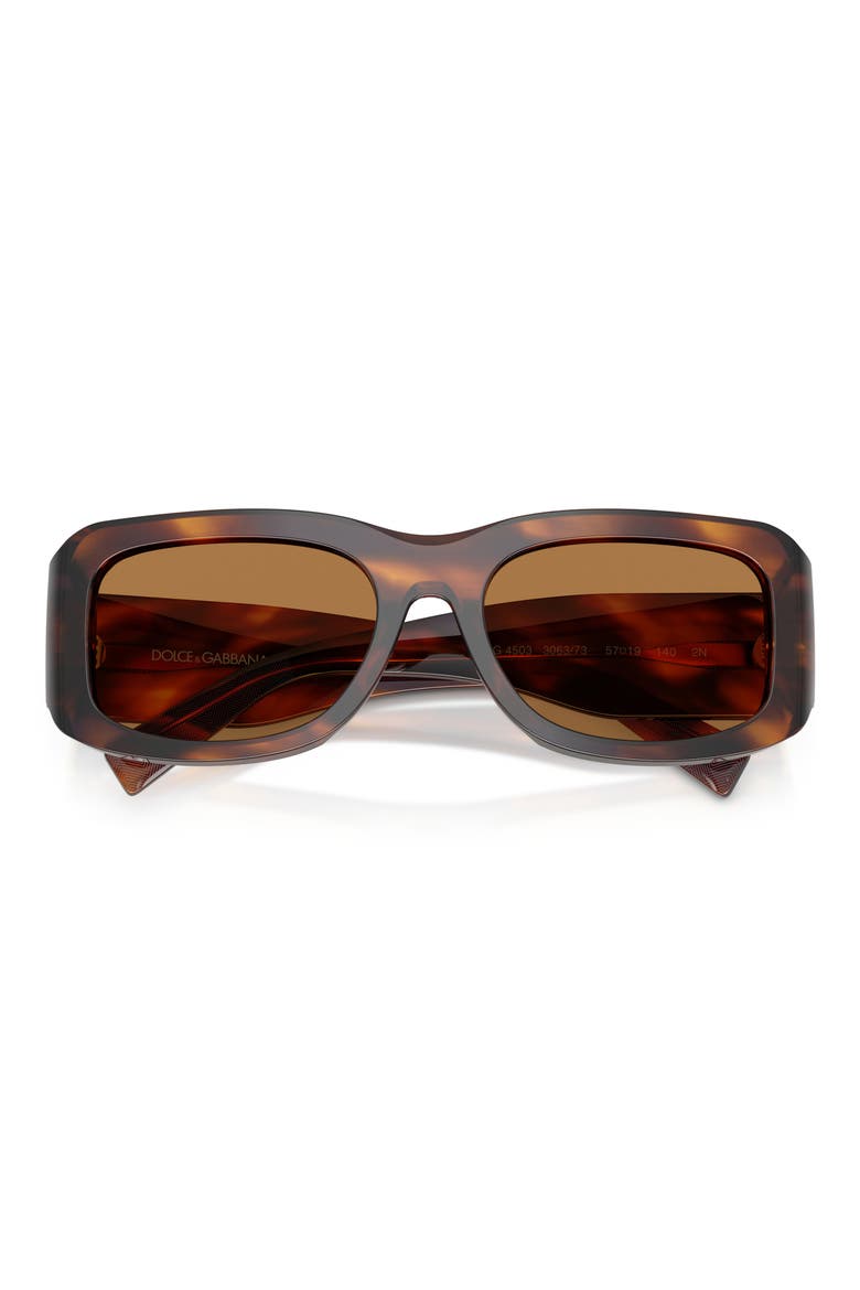 57mm Rectangular Sunglasses, Alternate, color, STRIPED BROWN / BRONZE