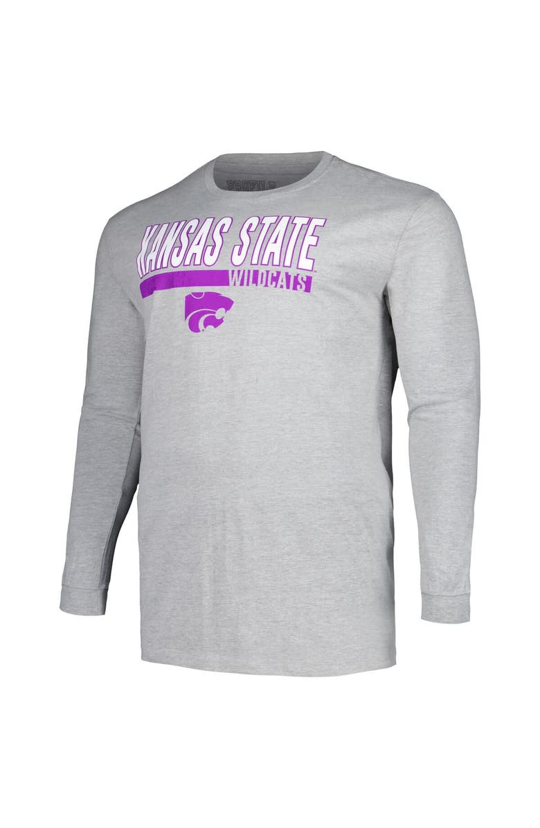 PROFILE Men's Profile Gray Kansas State Wildcats Big & Tall Two-Hit Long Sleeve T-Shirt, Alternate, color, Gray
