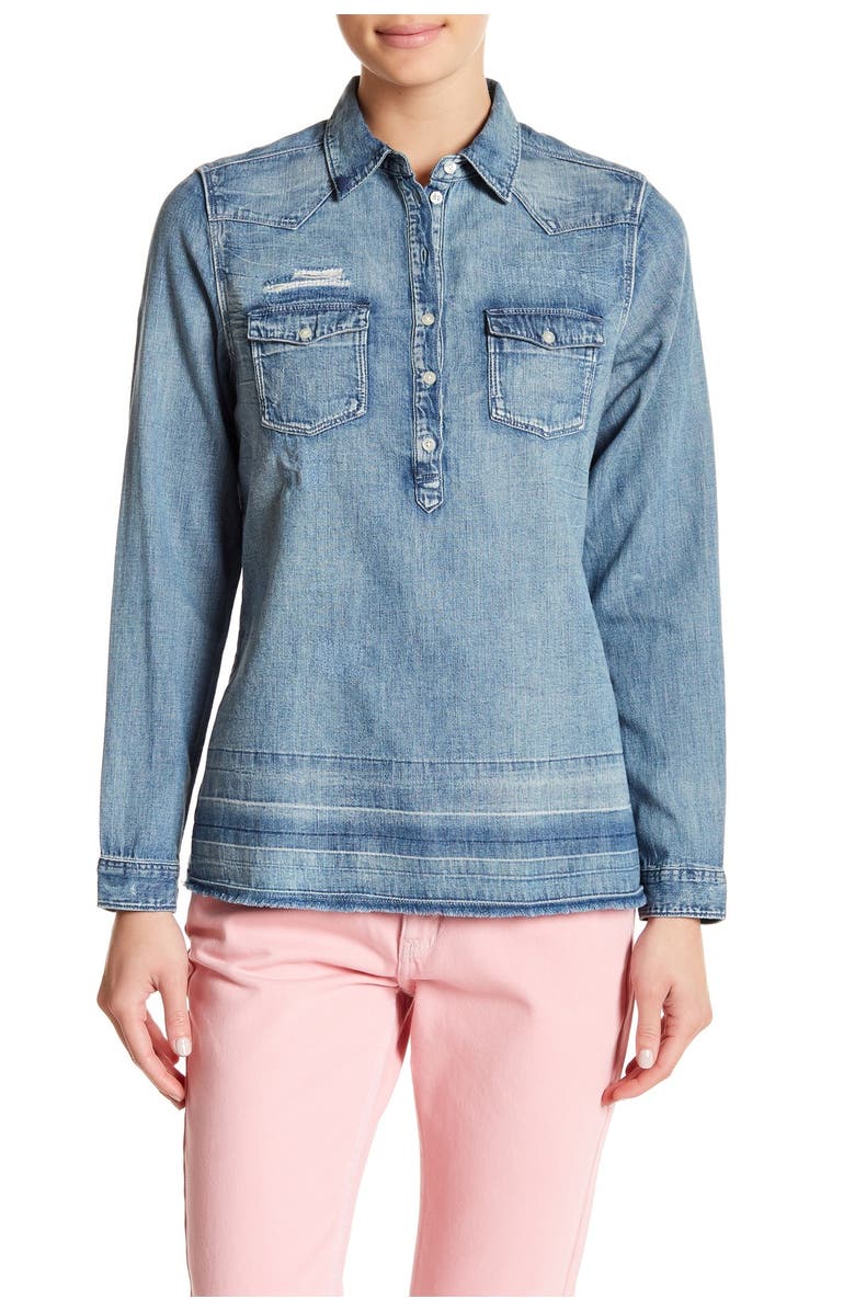 Scotch & Soda Denim Long Sleeve Blouse, Main, color, 