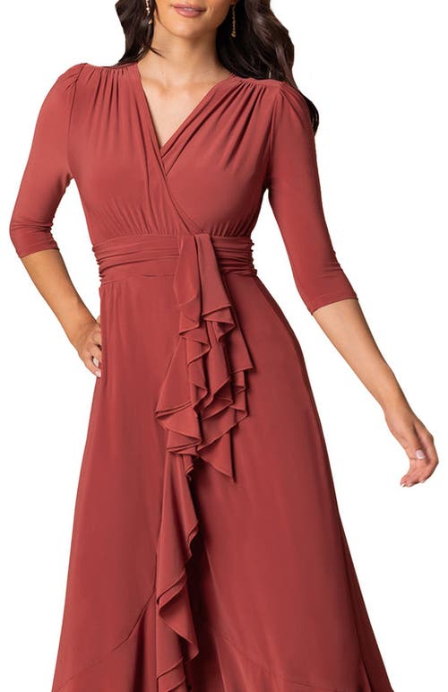 Kiyonna Veronica Ruffle Evening Gown In Rosy Sunset
