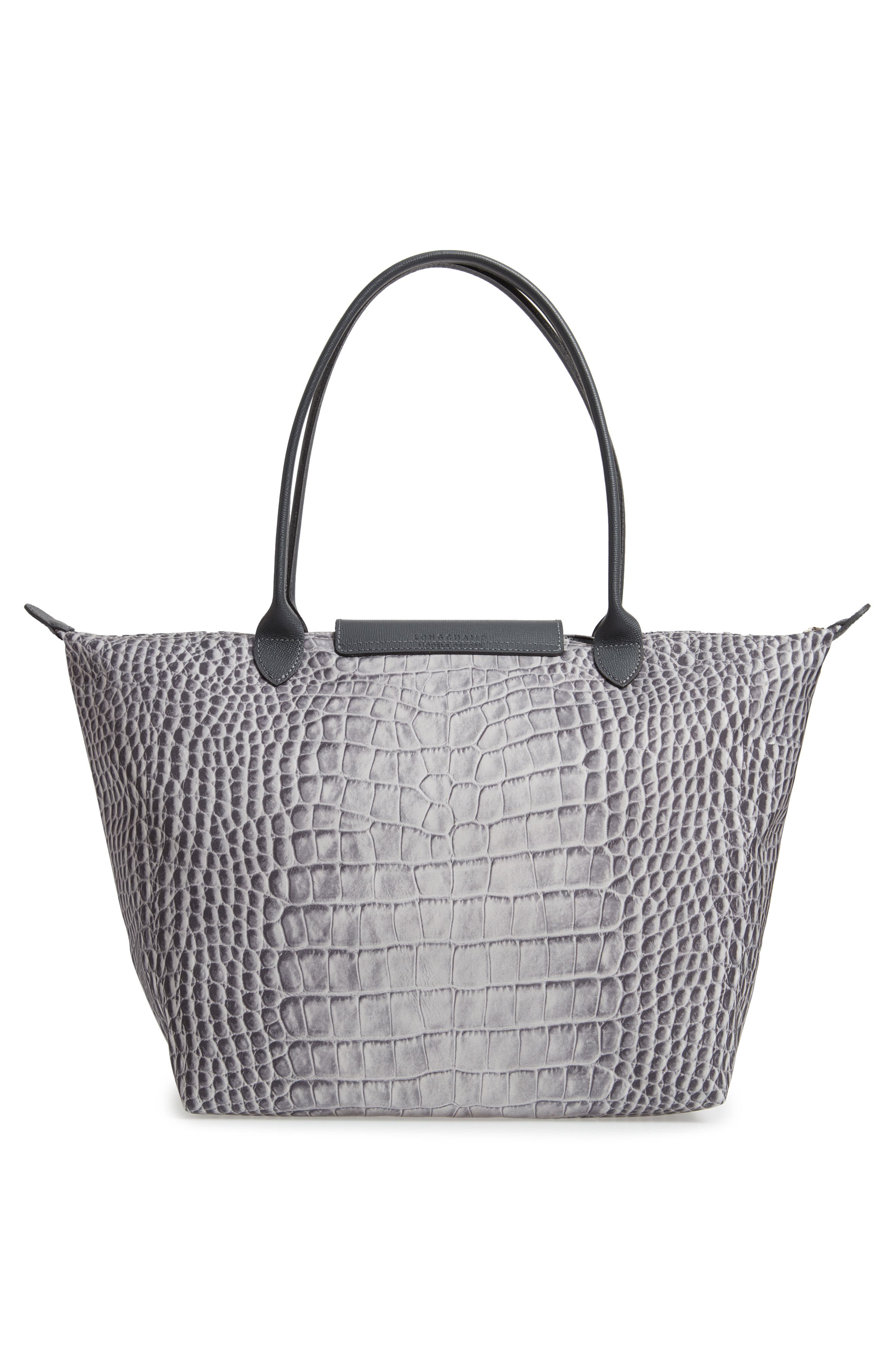 Longchamp Large Le Pliage Croc Print Tote, Alternate, color, 