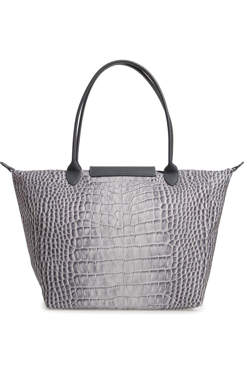 Longchamp Large Le Pliage Croc Print Tote, Alternate, color,