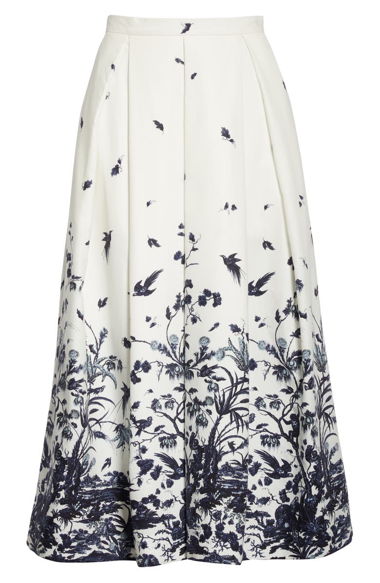 Erdem Toile Print Cotton Poplin Skirt, Alternate, color,
