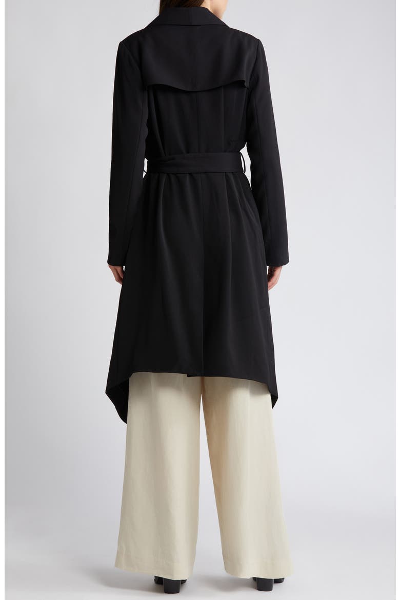 Shawl Collar Belted Coat, Alternate, color, BLACK