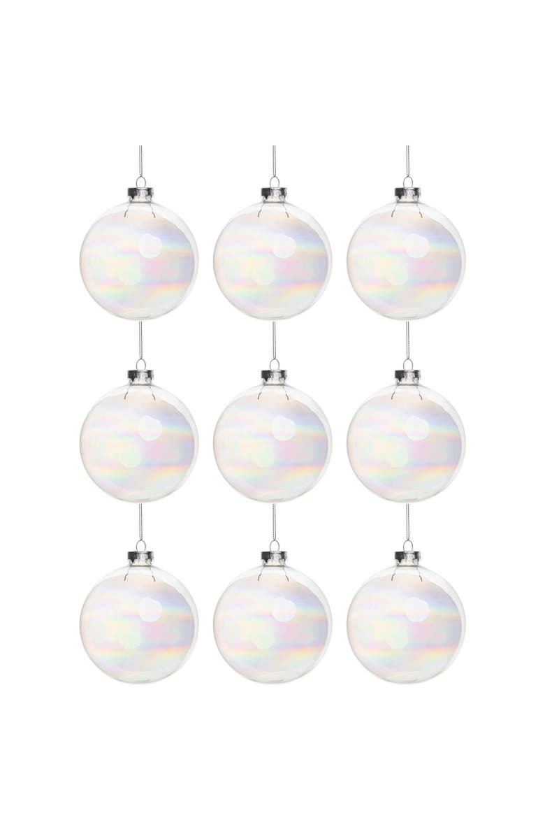 Northlight Iridescent Christmas Glass Ball Ornaments - 2.5" (65mm) - Clear - 9ct, Main, color, Clear