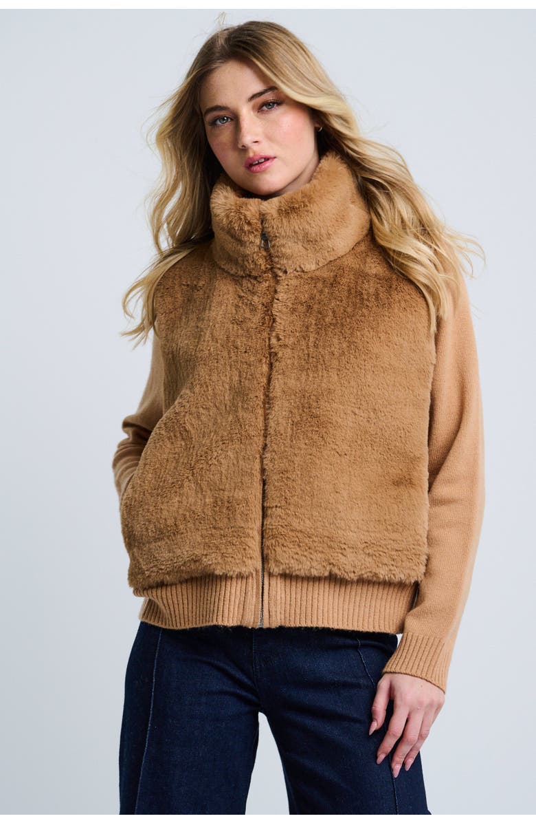 Lisa Todd The Teddy Faux Fur Jacket, Main, color, Camel
