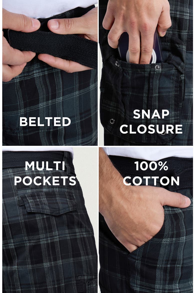 Cargo Shorts, Alternate, color, PLAID CHARCOAL