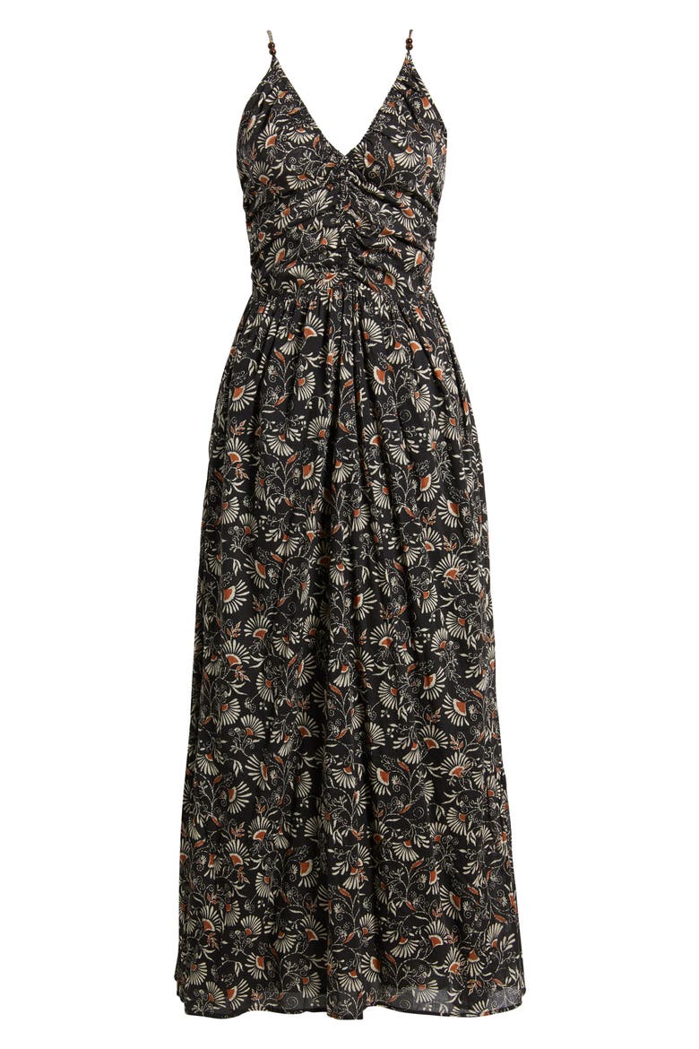 Palm Floral Print A-Line Dress, Alternate, color, CASSIA