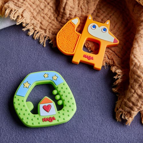 Haba Dreamland Silicone Teething & Grasping Baby Toy In Green