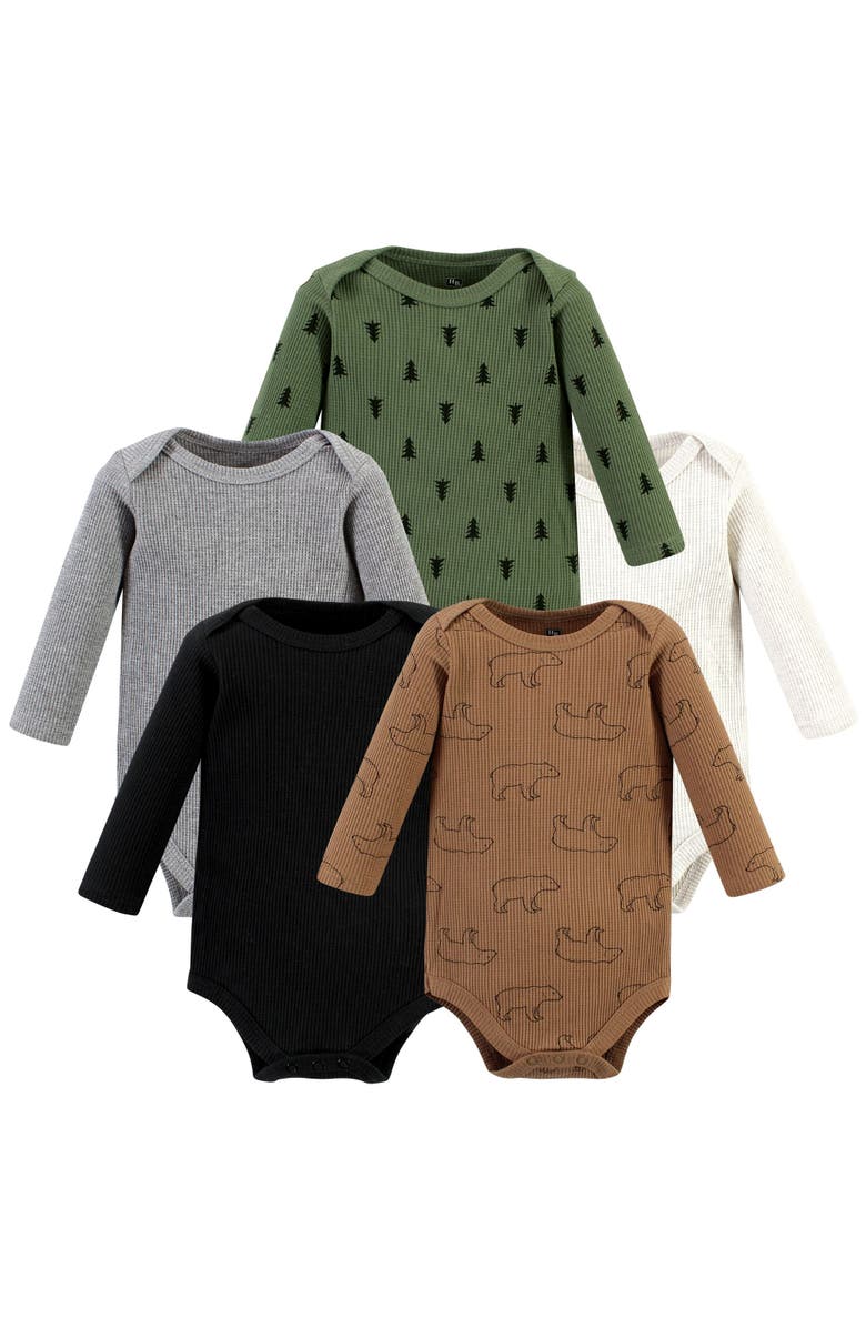 Hudson Baby Thermal Long Sleeve Bodysuits, Main, color, Bear Tree