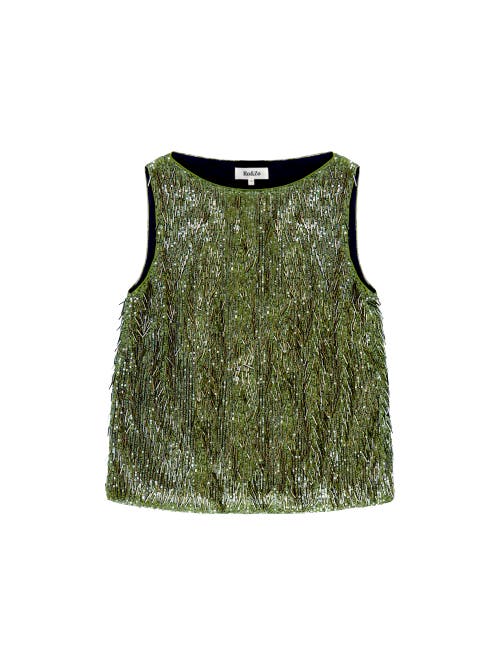 Ro&zo Sequin Shell Tank Top In Green