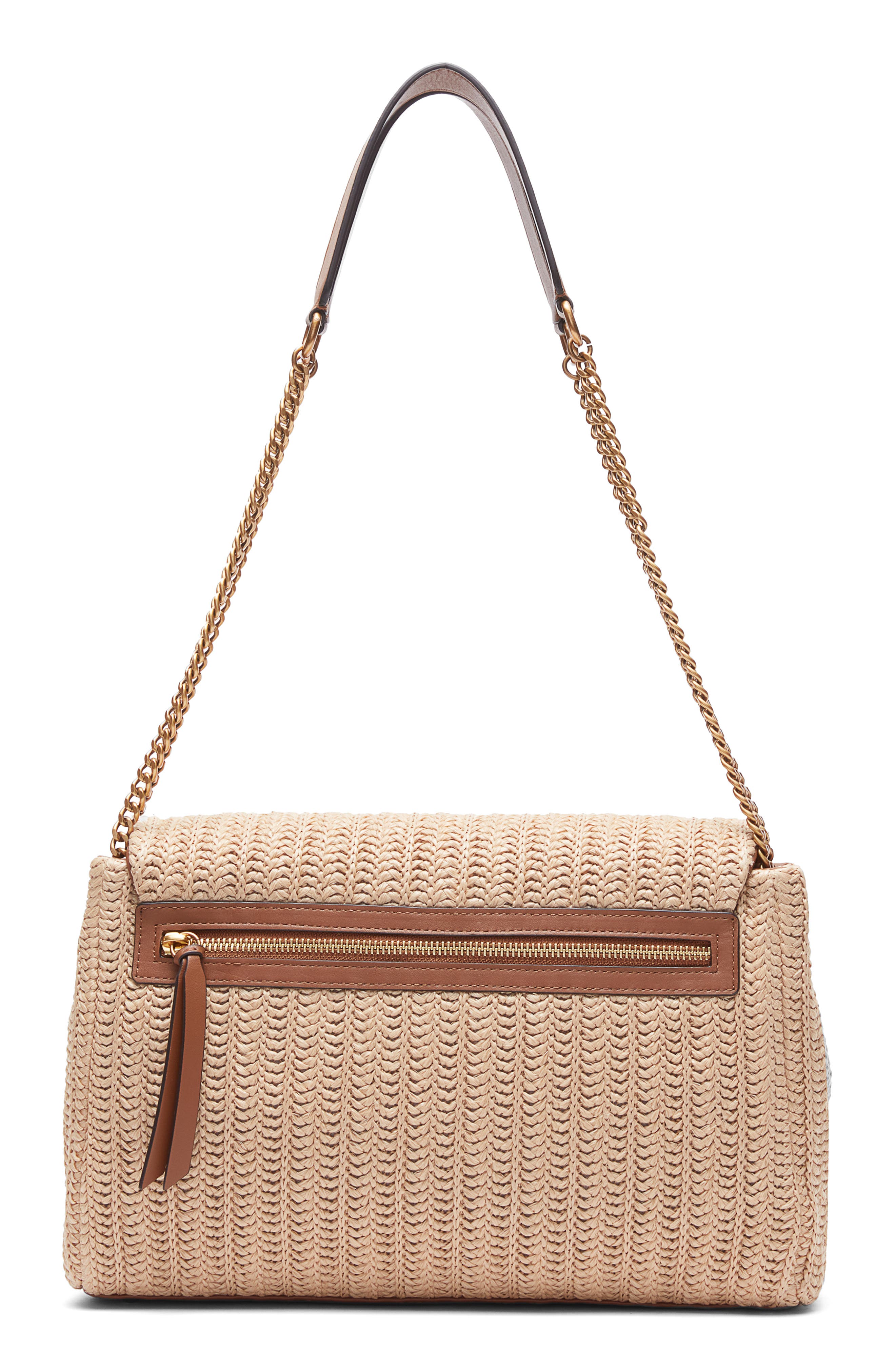 rag & bone Large Chelsea Straw Flap Crossbody Bag, Alternate, color, Natural
