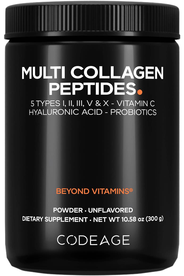Multi Collagen Peptides + Probiotics Powder Supplement, Main, color, White