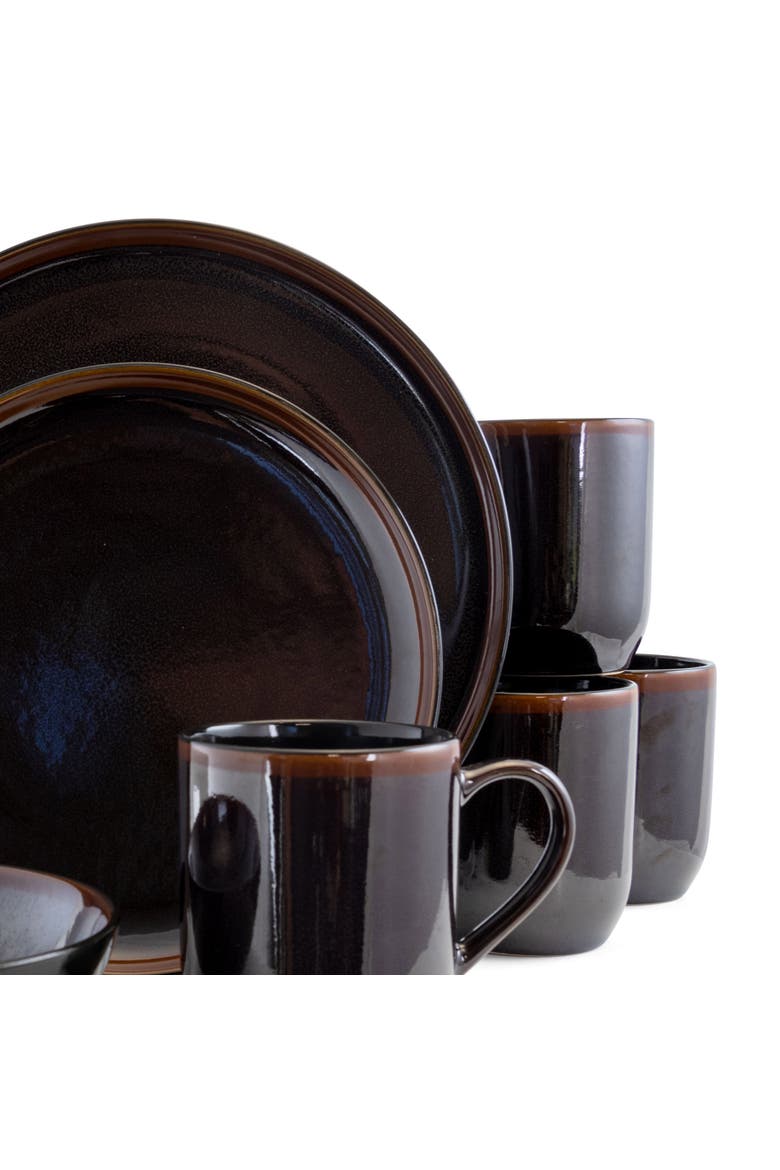 Midnight Beach 16 Piece Dinnerware Set, Alternate, color, Black