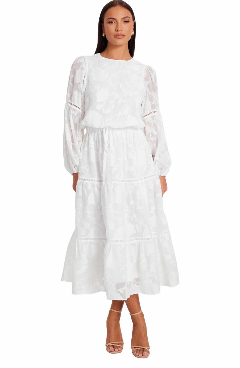 QUIZ Jacquard Midi Dress with Balloon Sleeve, Main, color, 