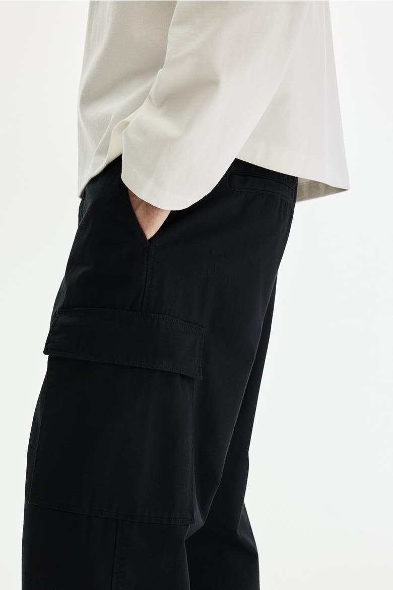 Relaxed Fit Cotton Cargo Trousers, Alternate, color, Black