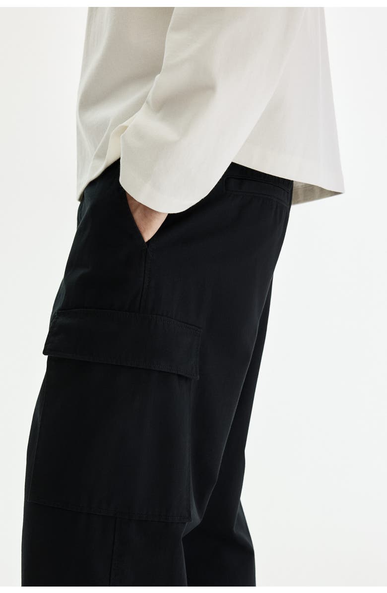 H&M Relaxed-fit cotton cargo pants, Alternate, color, Black