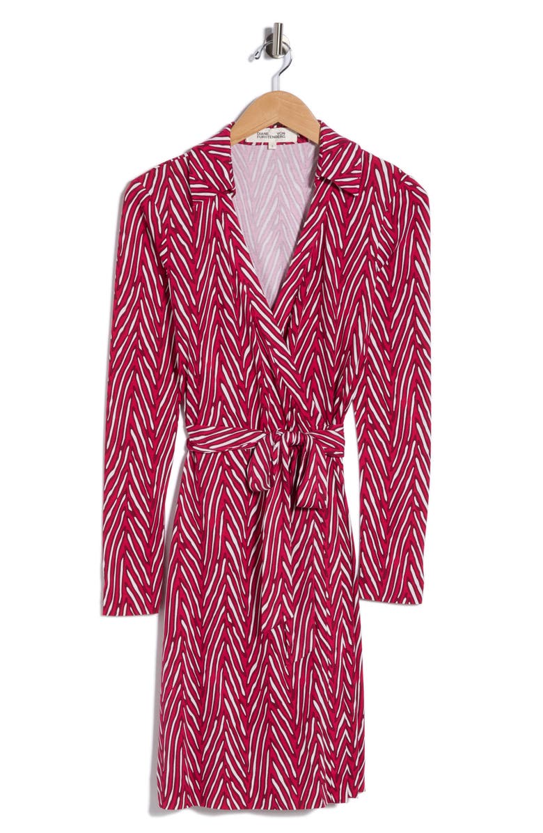 Diane von Furstenberg Jeanne Long Sleeve Wrap Dress, Alternate, color, Piazza Tiger Mini Beet Pink