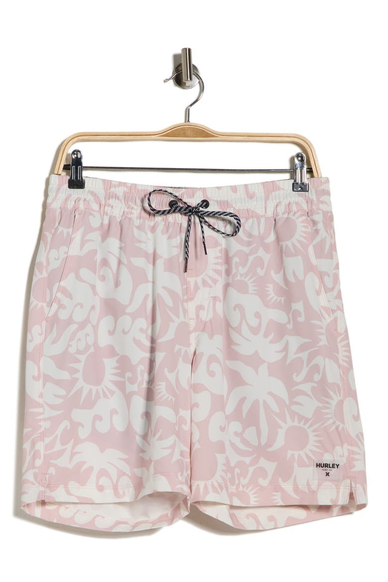 Sunny Seaside Volley Swim Trunks, Alternate, color, DARK BEIGE