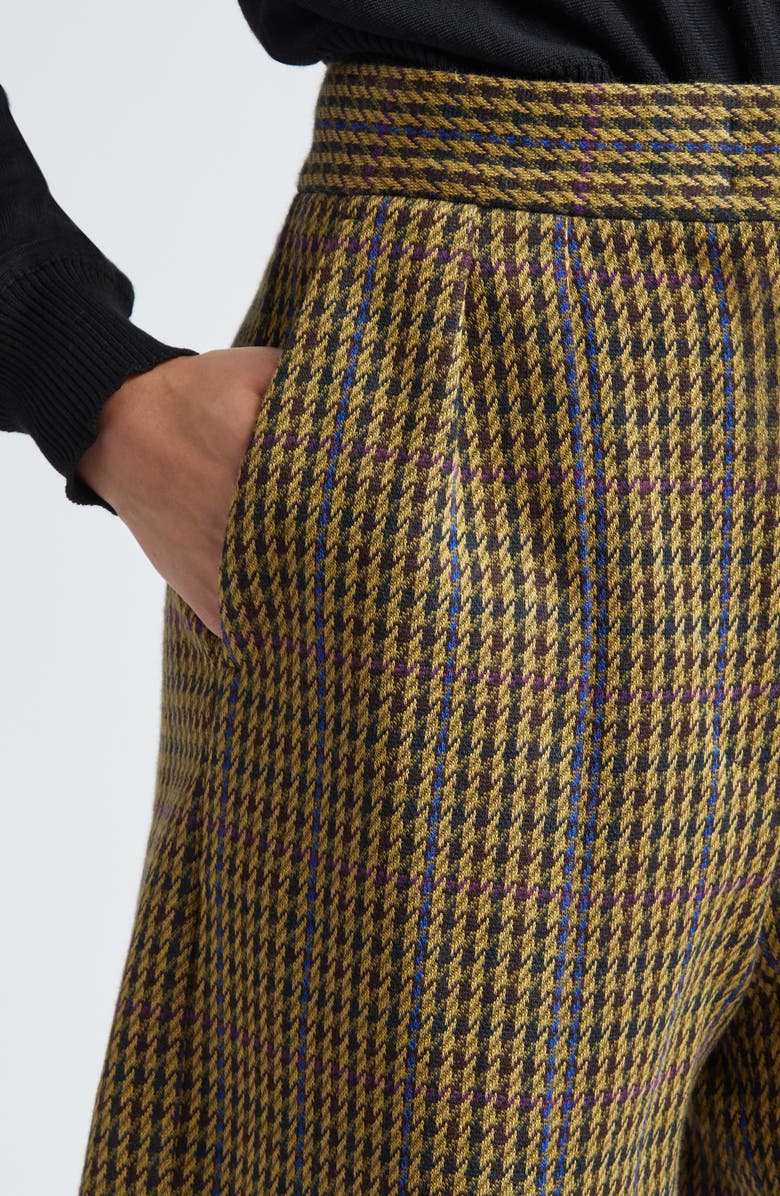 Max Mara Patroni Houndstooth Pleated Wool Blend Shorts, Alternate, color, 