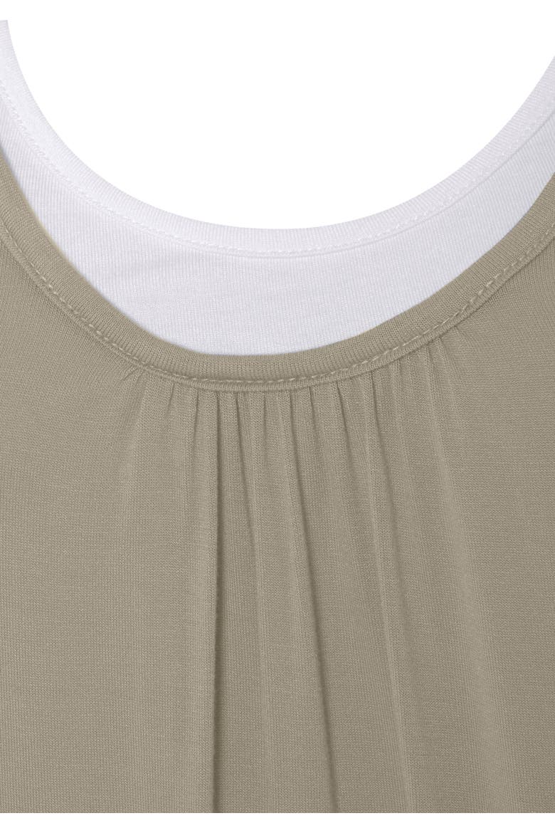 Layered Look Sleeveless Top, Alternate, color, Khaki & White