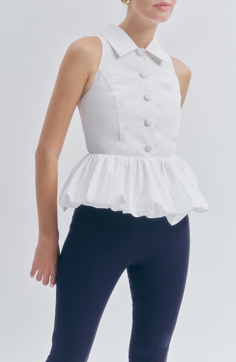 MAUDE CLUB Fallon Cotton Bubble Hem Peplum Top, Alternate, color, White