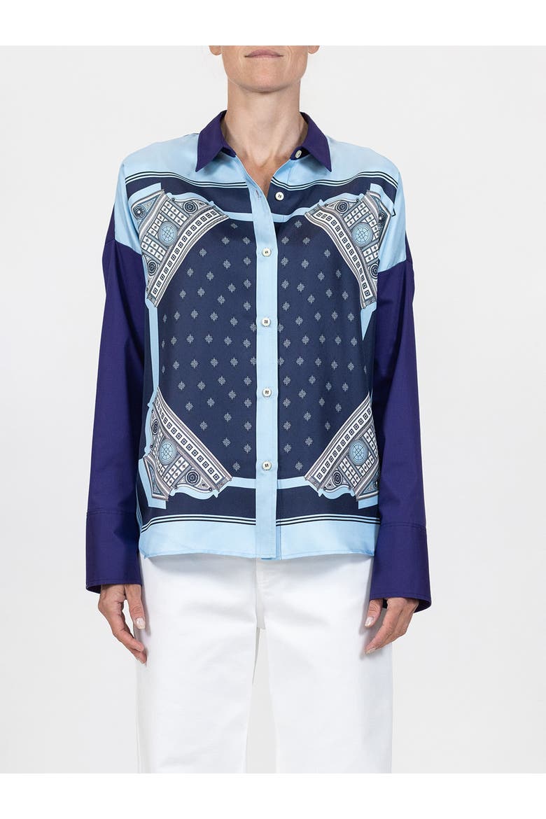 Sirene  Scarf front shirt, Alternate, color, Ocean/Navy