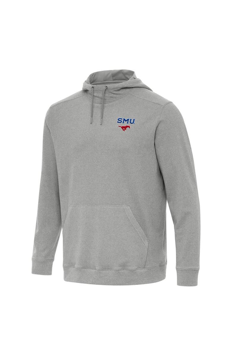 ANTIGUA Men's Antigua Heather Gray SMU Mustangs Cloud Pullover Hoodie, Alternate, color, Heather Gray