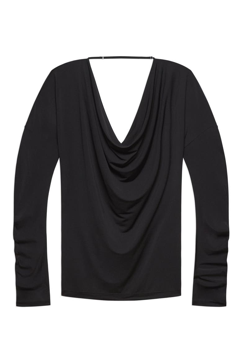 Long Sleeve Cowl Back Top, Alternate, color, BLACK