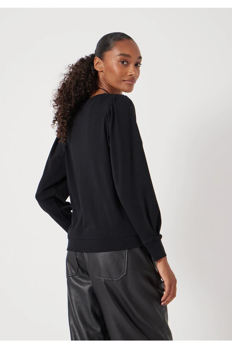 Emily Puff Sleeve Relaxed Top, Alternate, color, Black