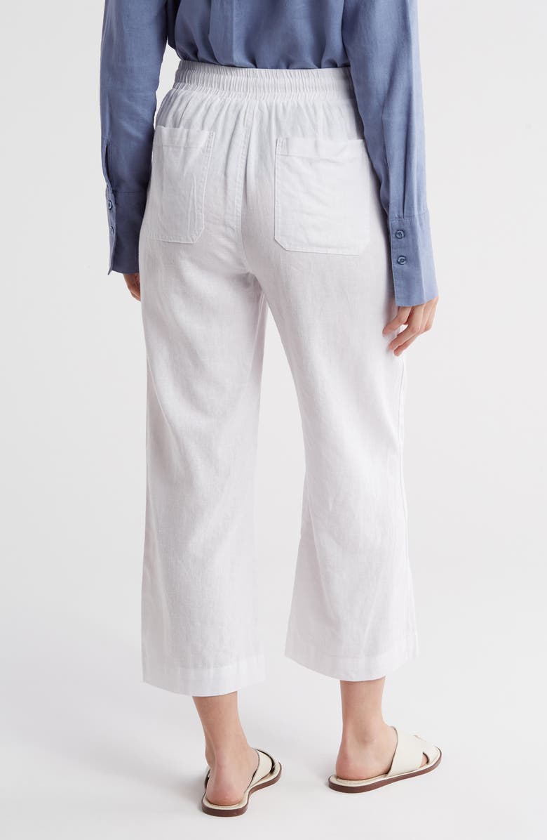 Ellen Tracy Wide Leg Linen Blend Drawstring Crop Pants, Alternate, color, White