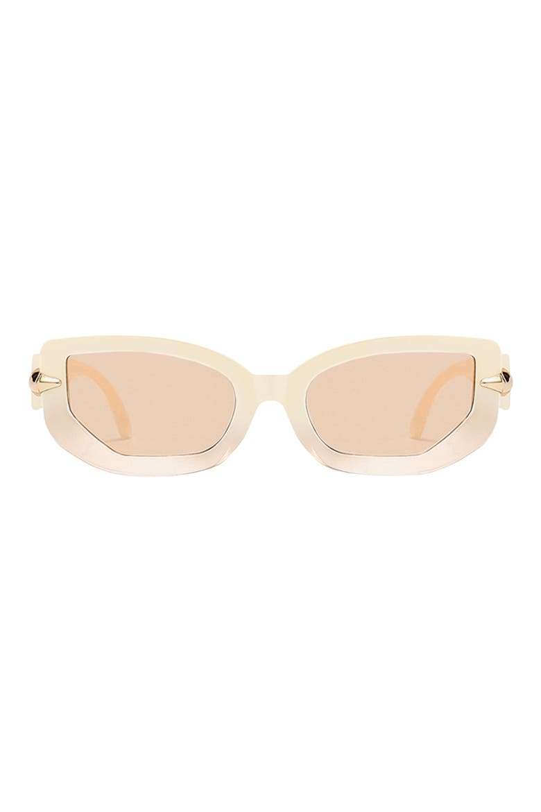 Elle 58mm Polarized Geometric Sunglasses, Main, color, CREAM