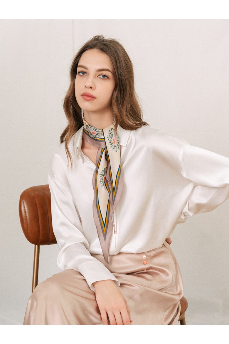 "Daisy" Silk Diamond Neckerchief, Alternate, color, Beige
