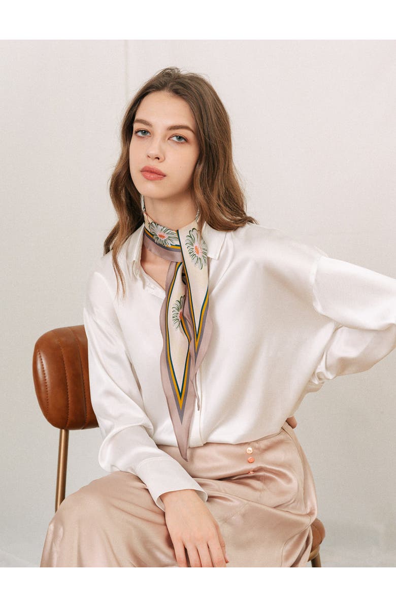 Lost Pattern NYC "Daisy" Silk Diamond Neckerchief, Alternate, color, Beige