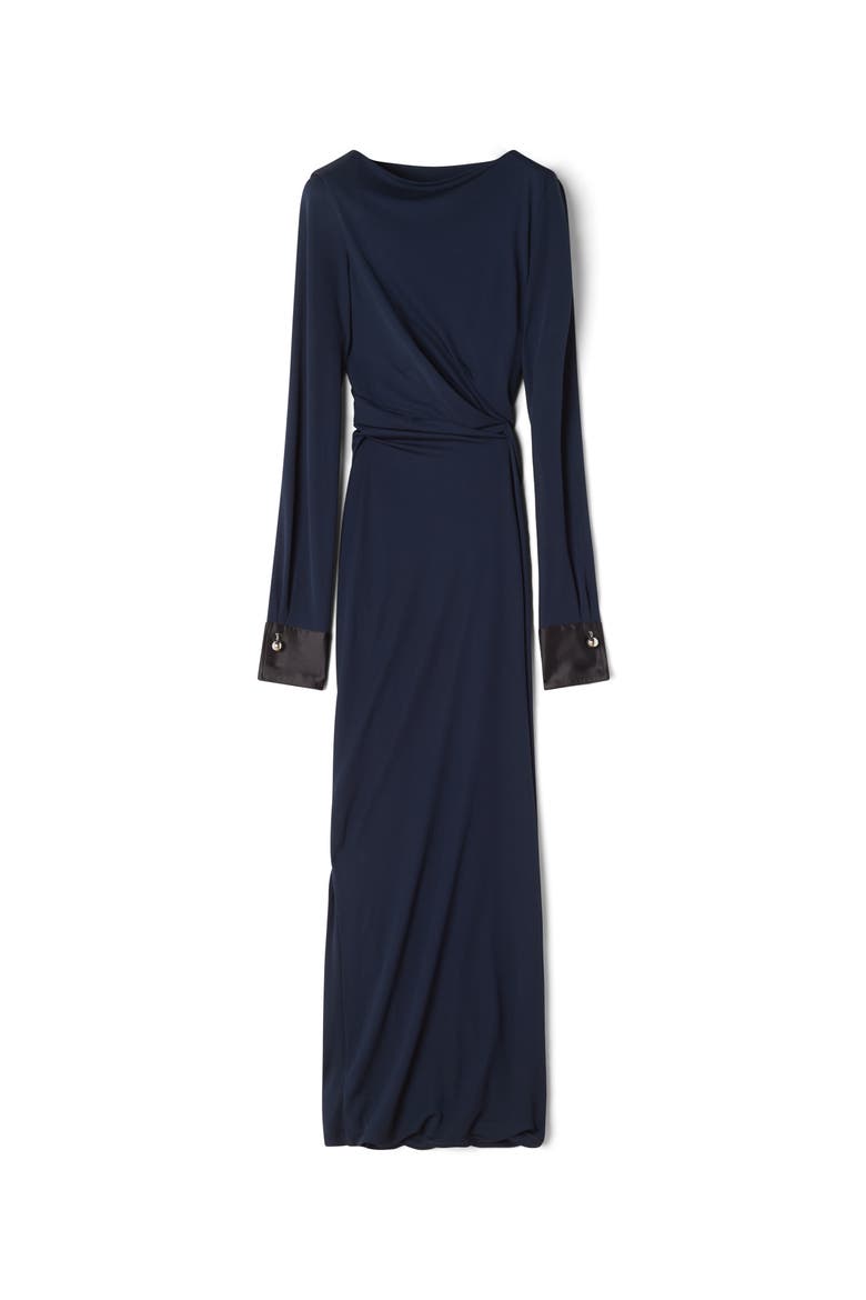 Draped Dress In Crepe Jersey, Alternate, color, Navy Blue