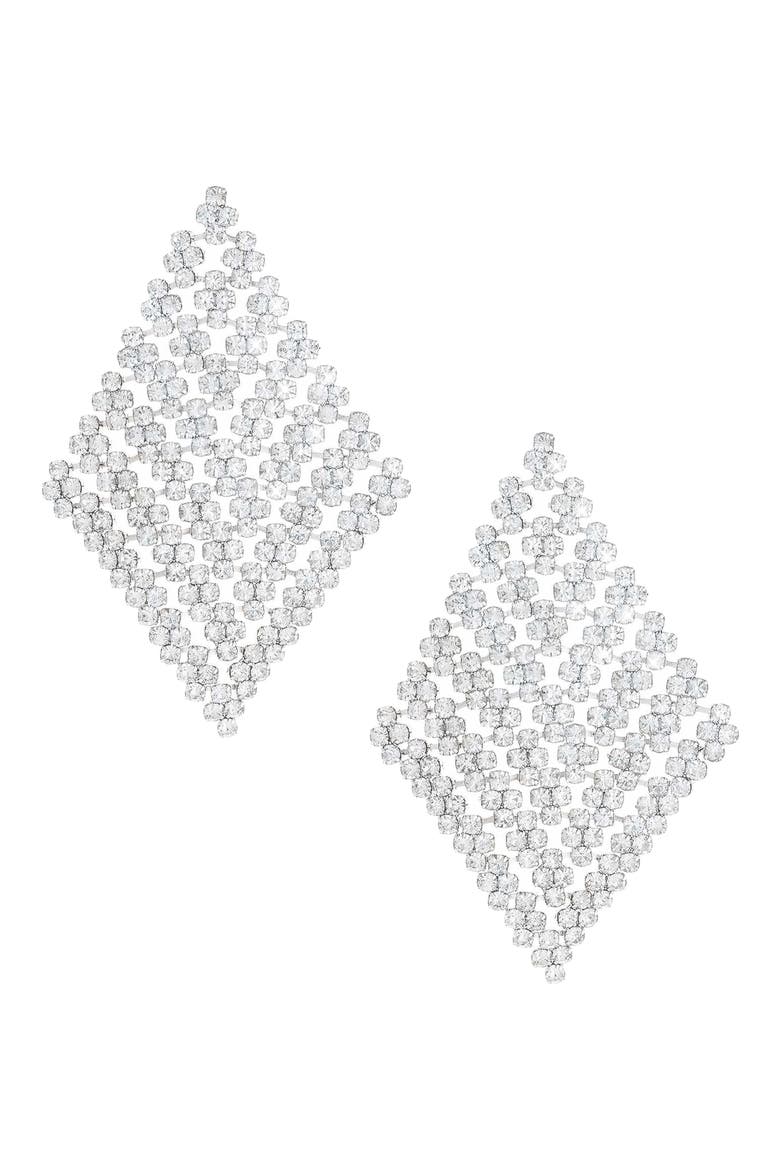 Swinging Crystal Drop Earrings, Main, color, SILVER