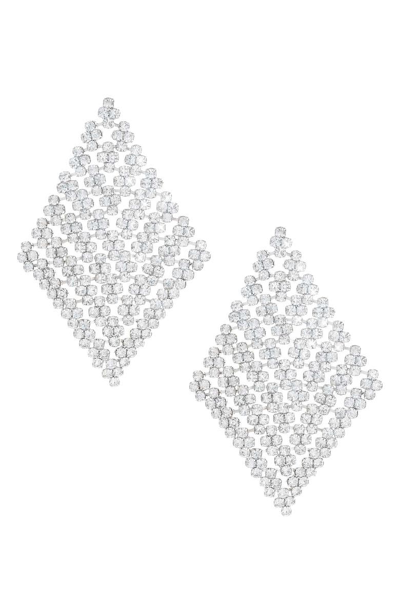 Ettika Swinging Crystal Drop Earrings, Main, color, Silver