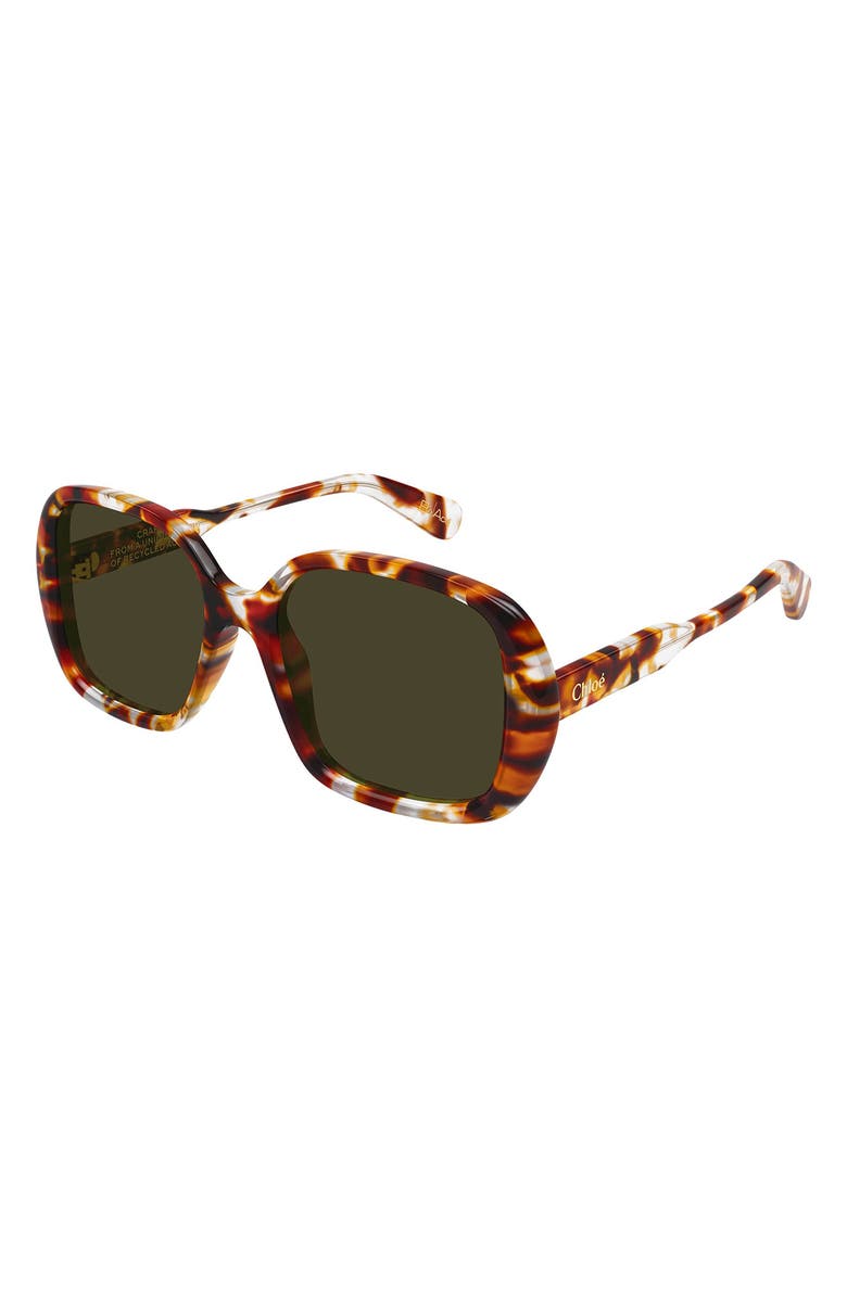 Chloé 55mm Square Sunglasses, Alternate, color, Rust Havana