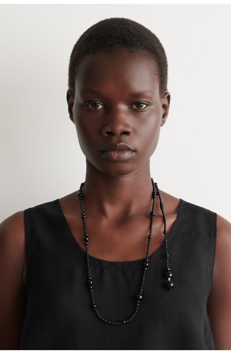 COS Beaded Agate Necklace, Alternate, color, Black
