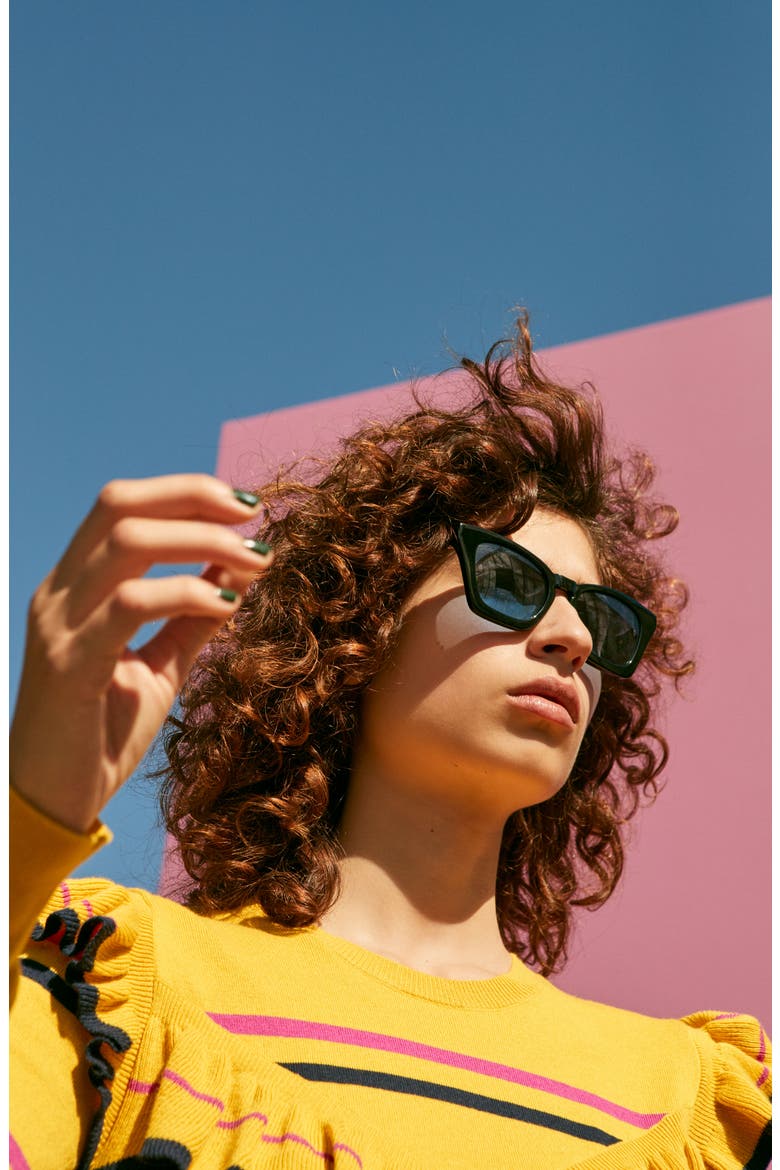 Ginza 50mm Cat Eye Sunglasses, Alternate, color, MILK TORTOISE/ BLACK SOLID